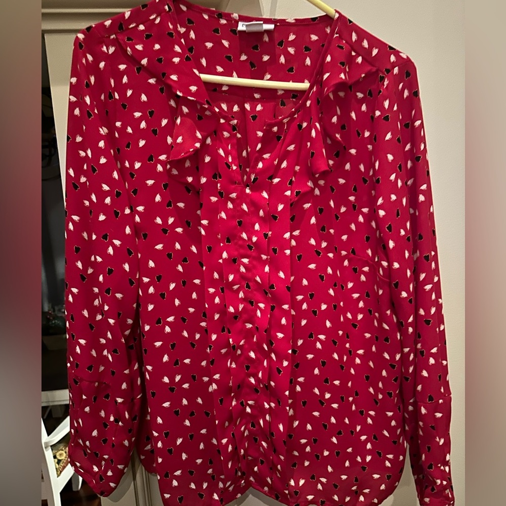 Women’s Blouse Red with Hearts-size PL